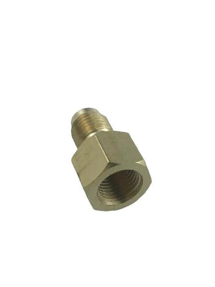 Brass oil burner fuel pressure test adapter with hex body and male threaded end