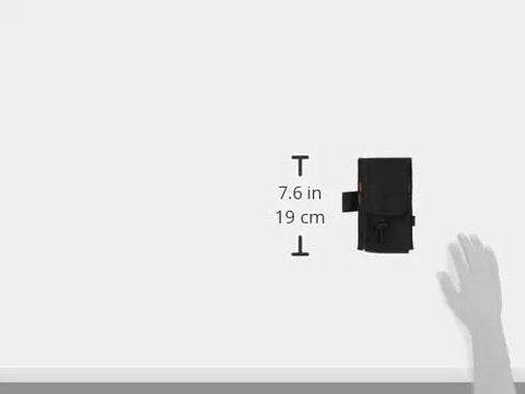 Heavy Duty Poly Tool And Cell Phone Holder Built Tough For Contractors, 7.6 in height, showcases the strap attachment.