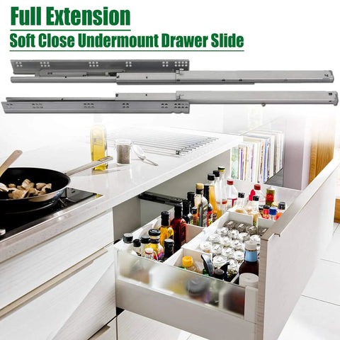 21 Inch Undermount Drawer Slides Full Extension Soft Close Concealed Runners for Heavy Duty Furniture Drawers in kitchen