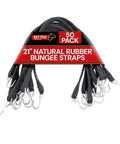 50 Pack 21 Inch Natural Rubber Tarp Bungee Straps With S Hooks Tie Downs For Heavy Duty Tarps Securing Equipment And Gear