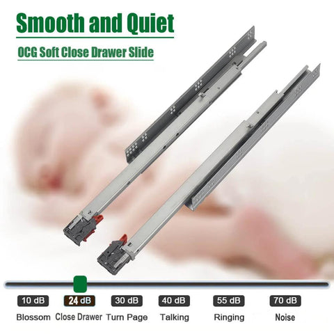 21 Inch Undermount Drawer Slides Full Extension Soft Close Concealed Runners For Heavy Duty Furniture Drawers With Baby Background