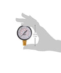 Winters 2-inch dial pressure gauge with brass internals and black steel case; dual 0–100 psi/kPa