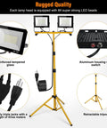 21000 Lumen LED Work Light With Stand, Dual Head Adjustable, Waterproof Foldable Tripod, Extended Cord, 6500 Kelvin Cool White Lighting