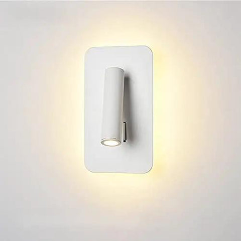 Snazzy Nordic Led Wall Sconce Featuring Free Rotating Head And Easy Reach Switch, Compact Rectangle Shape casts warm white halo on wall.