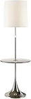 Adjustable Chrome Floor Lamp With Built In Tempered Glass Table 52 To 65 Inch Modern Lighting Almond Shade Heavy Base