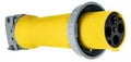 Pro Grade Built Tough Heavy Duty 100 Amp Female Commercial Power Socket Connector With Secure Spade Terminals For 125 250 Volt Generator Hookups Yellow, featuring four spade terminals.
