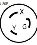 L6-20P plug diagram showing twist lock configuration for Badass Ev Charge Adapter Nema L6-20p To 14-50r.