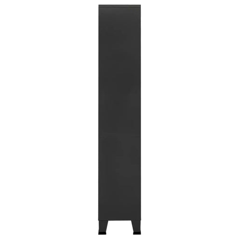 Side view of Anthracite Steel Industrial 3 Shelf Bookcase With Two Hinge Doors Heavy Duty Storage Cabinet for living room and office.