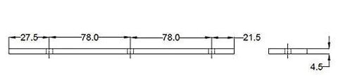 Technical drawing of Rustic Decorative Forged Iron False Hinge For Barn Doors, Matte Black Finish, 8 1/16 Inch Length, with dimensions.