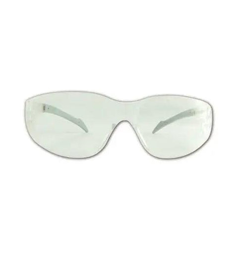 Heavy Duty Polycarbonate Safety Glasses With Scratch Resistant Clear Lenses Shield Eyes From Splashes And Debris Built Damn Tough For Rugged Job Sites In Massive Bulk, front view.