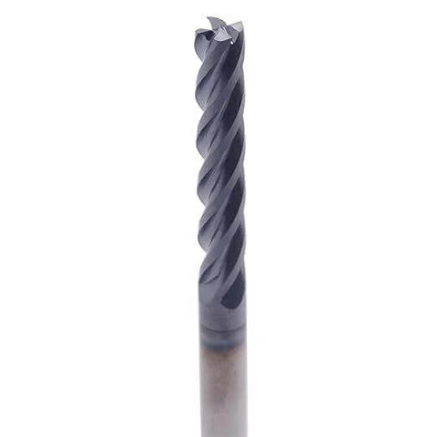 BestParts solid carbide long end mill, AlTiN coated, 30 degree helix, 4 flute, 1/4 in dia, 1/4 in shank, square end.