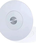 Slick Tempered Glass Lazy Susan Turntable For Kitchen Or Dining Table Hella Sturdy Rotating Serving Tray Smooth Spins Heavy Duty Round Plate Holder, white round plate with stainless center.