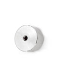Waterjet check valve seat 10022-021, front view, silver metal disc with central bore