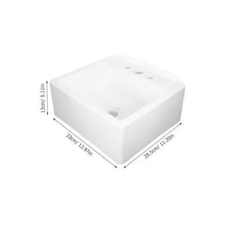 Wall-Mounted Bathroom Sink - Space-Saving Plastic Wash Basin for Small Restrooms, No-Drill Installat, shown from an angled top view.