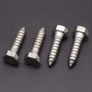 Heavy Duty 10 Pack Stainless Steel Hex Lag Screws 3/8 x 1-1/2 Full Thread For Decks Gazebos And Wood Connections, side view