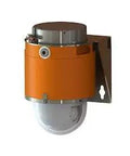 Rock Solid Explosion Proof PTZ Dome Camera Featuring Killer 2 MP Resolution Hella Sharp 32X Optical Zoom and Badass Smart Auto Tracking for Hazardous Zones mounted to a wall.