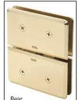 Rear view of Senior Prima 02 Series Glass To Glass Mount Hinge In Polished Chrome Top And Bottom Mount Design for 1/2 inch glass
