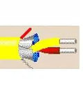 Built Tough Type KX Thermocouple Extension Cable Wire 16 AWG Twisted Pairs Overall Shielded High Temp Yellow 300 Volt Industrial Grade Roll 450 Ft Heavy Duty Wiring Kit showing twisted pairs and foil shield.