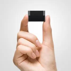 TFmini Plus Lidar Sensor Module held between fingers, compact design