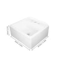 Wall-Mount Bathroom Sink - Lightweight Plastic No-Drill Design for Easy Installat in Small Bathrooms, Rentals, and Shower Areas - Space-Saving Solut! with dimensions 33cm x 28.5cm x 13cm.