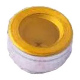 20 Piece Set Of Hella Tough SMD Round Nuts Surface Mount Standoff Columns For Circuit Boards 3.3 X 2.5 Millimeter Iron Tinned PCB Spacers DIY Electronics Fix Up Kit close-up view of round nut with yellow interior
