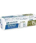 Ultra Heavy Duty R15 Kraft Faced Fiberglass Insulation Batts Bundle Fits Standard 2x4 Wall Framing measures 15x93 inches.