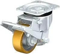 Rugged 3 Inch X 1-1/8 Inch Leveling Caster With Fixed Foot And Height Adjustable Wheel As A Heavy Duty Workhorse Rated At 400 Lbs, showing steel rim and adjustable wheel.