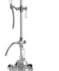 Slick Exposed Thermostatic Tub And Shower System With Handheld Sprayer And Complete Rough In Kit Featuring Prime Polished Chrome Finish.