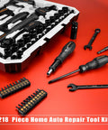 218 Piece General Household Tool Kit With Pliers, Screwdrivers, Socket Set And Portable Case For Auto Repair And Home Projects, Pro Grade Chrome Vanadium Tools, Durable All In One DIY Ready Kit displayed on red background