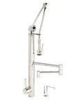 Top Shelf Kitchen Faucet Featuring 18 Inch Articulated Spout Rich Classic Bronze Finish Seamless Pull Down Sprayer Premium All In One Suite Big Time Home Upgrade polished chrome faucet with articulated spout and pull-down sprayer