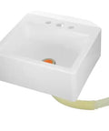 Wall-Mounted Bathroom Sink - Space-Saving Plastic Wash Basin for Small Restrooms, showing a white rectangular design with a drain.