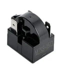 Start Relay for Portable Freezer and Car Refrigerator 150 Watt One Fifth HP 15 Ohm PTC Starter in black housing, side view