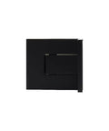 Front view of Palermo Matte Black Adjustable Wall Mount Offset Back Plate Hinge for Glass Doors Fits Three Eighths Inch And One Half Inch Glass