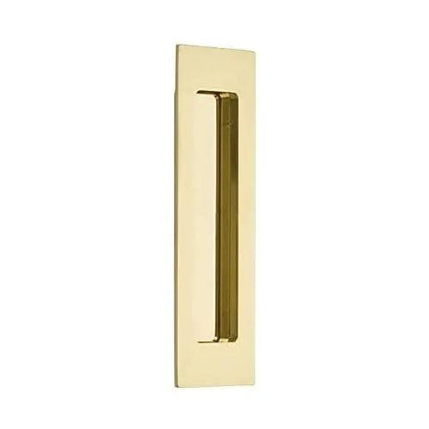 Emtek Modern Rectangular Flush Pull Satin Brass Door Hardware 1-3/4 Inch by 4 Inch Concealed Mount for Interior Doors