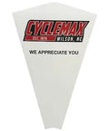 Cyclemax Wilson NC white triangular sign with red logo and 'We Appreciate You' text.
