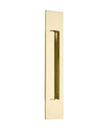 Emtek Modern Rectangular Flush Pull Satin Brass Door Hardware 1-3/4 Inch by 4 Inch Concealed Mount for Interior Doors