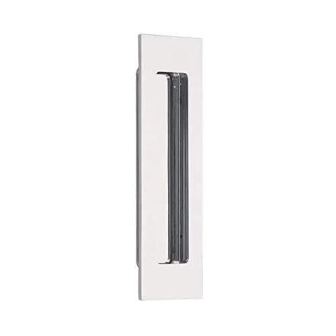 Front view of Emtek Modern Rectangular Flush Pull Satin Brass Door Hardware 1-3/4 Inch by 4 Inch, for interior doors.