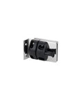 Heavy Duty 1.9 Inch Round Post Mount Gate Latch For Half Inch Tempered Glass polished 316 stainless steel side view with clasp.