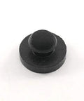 Ridged Stem Rubber Push-In Bumper 9/16 Inch Diameter Fits 1/4 Inch Hole In 1/8 Inch Thick Material Durometer 60A SBR Temperature Range Minus 20 To 180 Fahrenheit Panel Thickness 1/8 Inch Four Pack, black bumper on white background