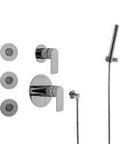 Total Bathroom Refresh With Straight Up Premium Thermostatic Shower System And Integrated Transfer Valve In Classic Polished Chrome From The Sento Collection Kit, featuring polished chrome shower head and controls.