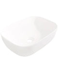 USZWBY Vessel Sinks Bathroom Simple Ceramic White Above Counter Wash Basin Rectangular Modern Art Bathroom Bowl Sink, side view.