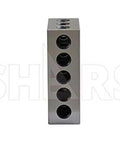 Front view of SHARS 1-2-3 precision block with 23 through-holes, hardened steel