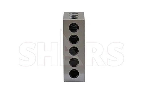 Front view of SHARS 1-2-3 precision block with 23 through-holes, hardened steel