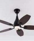 Ceiling Fan with Integrated Light, Handheld Controller 3-Color Modern Iron, featuring dark wood blades and integrated light