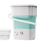 Slick Foldable Mini Washing Machine With 52L Drum For No Sweat Underwear And Towel Refreshment Super Handy For Car Camping RV Life Or Compact Rental Units In Sleek Gray Finish, featuring a collapsible design.