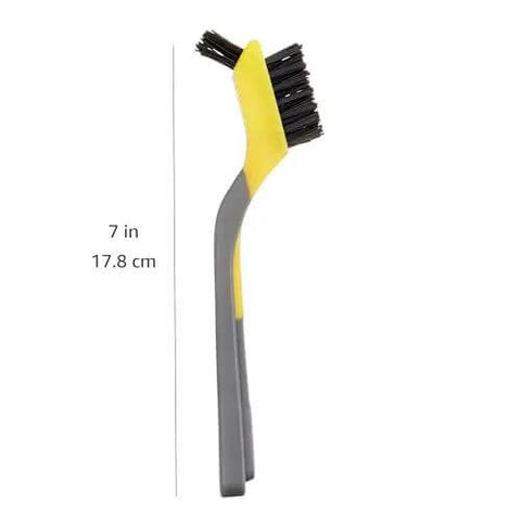 Side view of Stainless Steel Mini Wire Brush Set For Paint Removal And Rust Cleanup Crevice Cleaning With Soft Grip Ergonomic Handle