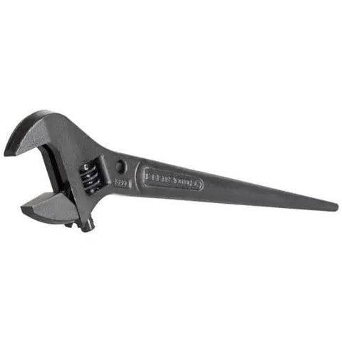 Extra Wide Adjustable Wrench for Heavy Nuts and Bolts by Klein Tools, 10 Inch Spud Wrench With Tether Hole, steel construction.