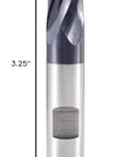 End mill, TiAlN-coated M42 8% cobalt finishing tool, 0.5in shank, 3.25in length