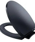 Top Tier Soft Close Elongated Toilet Seat And Lid In Matte Ebony Finish crafted from heavy duty plastic with silent shut hinges.