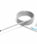 Coiled stainless steel waterjet hose with black end fittings; Amazon brand